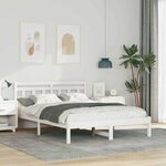 vidaXL Cadre de lit Blanc Bois massif en pin