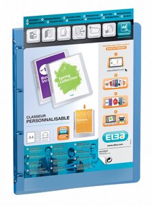 Classeur 4 anneaux personnalisable POLYVISION dos 30 mm Bleu ELBA
