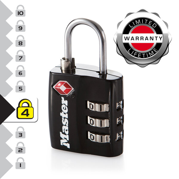 4680EURDBLK Cadenas à Combinaison TSA Noir 5 5 x 3 x 2 6 cm