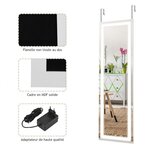 Miroir mural led miroir pleine longueur lumineux à 3 couleurs cadre en mdf 120 x 37cm blanc 20_0006878