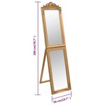 vidaXL Miroir sur pied Doré 50x200 cm