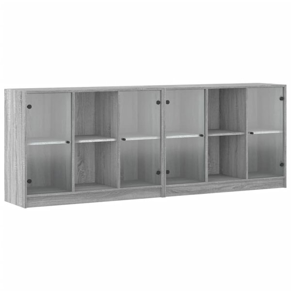 vidaXL Bibliothèque avec portes sonoma gris 204x37x75 cm