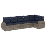 vidaXL Salon de jardin 6 Pièces avec coussins gris résine tressée