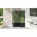 vidaXL Bac à fleurs avec Treillis 3 Pièces Noir 80 x 80 x 143 cm PP