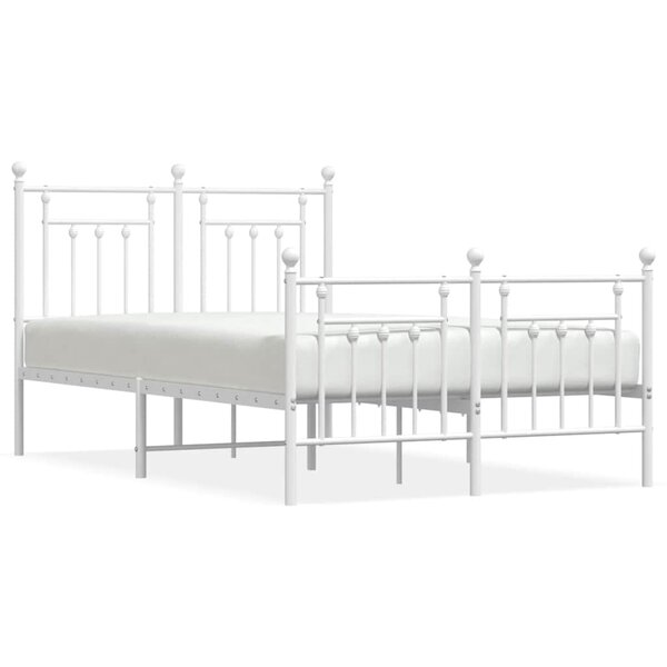 vidaXL Cadre de lit métal sans matelas et pied de lit blanc 120x200 cm