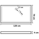 vidaXL Receveur de douche rectangulaire ABS Noir 70x120 cm