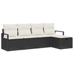 vidaXL Ensemble de canapé de jardin avec coussin 5 Pièces Noir Poly rotin