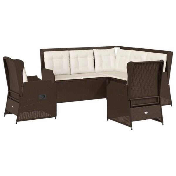 vidaXL Salon de jardin 5 Pièces avec coussins Marron Résine tressée