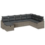 vidaXL Ensemble de Canapé de Jardin 8 Pièces avec Coussins Gris Poly Rattan