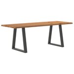 vidaXL Table à manger avec bord naturel 220x80x74 cm bois massif chêne