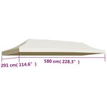 vidaXL Toit de tente de réception 3 x 6 m Crème