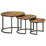 vidaXL Tables gigognes 3 Pièces bois massif de récupération