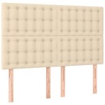vidaXL Sommier à lattes de lit et matelas et LED Crème 140x190cm Tissu