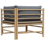 vidaXL Canapé d'angle de jardin avec coussins gris foncé Bambou