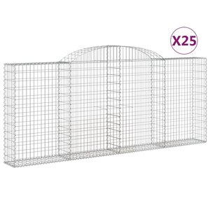 vidaXL Paniers à gabions arqués 25 Pièces 300x30x120/140 cm fer galvanisé