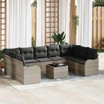 vidaXL Ensemble de canapé de jardin 10 Pièces Gris clair Poly rotin