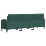 vidaXL Canapé 3 places avec oreillers vert foncé 210 cm velours