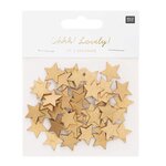 Confettis étoiles en bois dorés