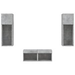 vidaXL Meuble TV muraux 4 Pièces avec lumières LED gris béton