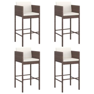 vidaXL Tabourets de bar lot de 4 avec coussins marron résine tressée