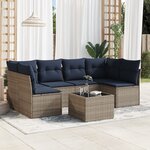 vidaXL Salon de jardin 7 Pièces avec coussins gris résine tressée