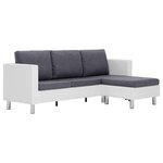 vidaXL Canapé 3 places avec coussins en similicuir blanc