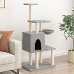vidaXL Arbre à chat avec griffoirs en sisal Gris clair 131 cm