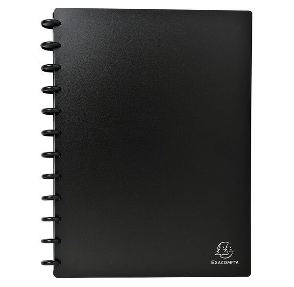 Porte-cartes de visite à anneaux et pochettes détachables A4 - Noir EXACOMPTA