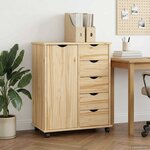 vidaXL Cabinet roulant Marron 63 5 x 39 x 79 cm Bois de Pin Massif