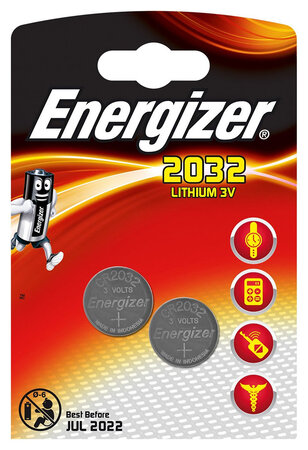 Energizer 2 piles boutons lithium 3V CR 2032 (lot de 2 soit 4 piles)