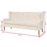 Vidaxl canapé à 3 places tissu blanc crème