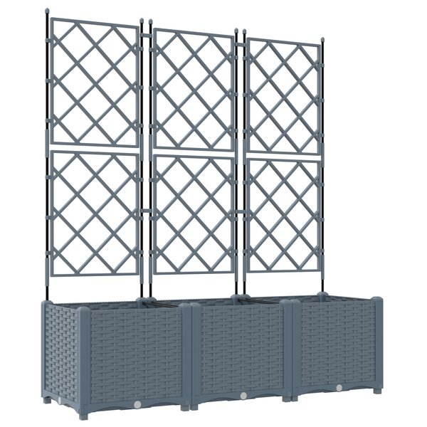 vidaXL Jardinière de jardin avec treillis 3 Pièces gris clair 120x40x143 cm