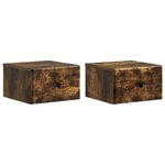 vidaXL Cabinet de chevet mural 2 Pièces Chêne fumé 34 5 x 33 x 20 cm