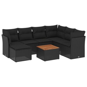 vidaXL Salon de jardin 8 Pièces avec coussins noir résine tressée