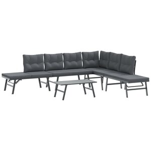 vidaXL Ensemble de bancs de jardin avec coussins 5 Pièces noir