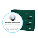 Bloc collectif Leabox  3x3  grade 3  simple face  intérieur  fixation murale  vert mousse ral 6005 finition brillante