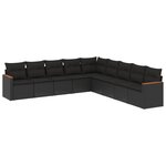 vidaXL Salon de jardin 9 Pièces avec coussins noir résine tressée