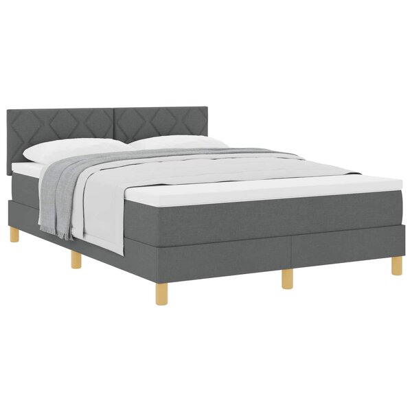 vidaXL Lit à ressorts avec matelas Gris foncé 140 x 190 cm tissu