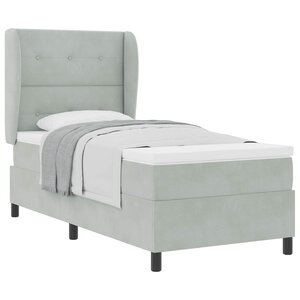 vidaXL Lit à ressorts avec matelas Gris clair 190 x 90 cm Polyester