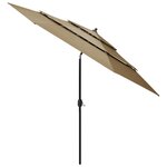 vidaXL Parasol de jardin à 3 niveaux avec mât en aluminium taupe 3 m