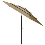 vidaXL Parasol à 3 niveaux avec mât en aluminium Taupe 3 m