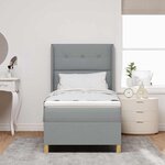 vidaXL Lit à ressorts avec matelas Gris clair 140 x 200 cm tissu