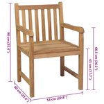 vidaXL Chaises de jardin lot de 2 et coussins rouge Bois teck massif