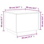 vidaXL Table basse avec lumières LED blanc 50x50x40 cm