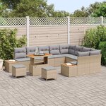 vidaXL Ensemble de canapé de jardin 12 Pièces Beige Poly rotin