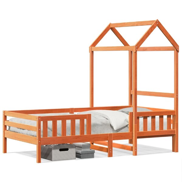 vidaXL Cadre de lit avec toit sans matelas cire marron 90x200 cm