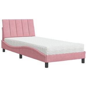 vidaXL Lit avec matelas rose 90x200 cm velours