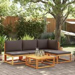 vidaXL Canapé de jardin sans accoudoirs avec coussins en bois d'acacia et corde