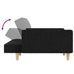 vidaXL Canapé-lit à 2 places avec deux oreillers noir tissu