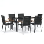 vidaXL Ensemble à manger de jardin 7 Pièces noir textilène et acier